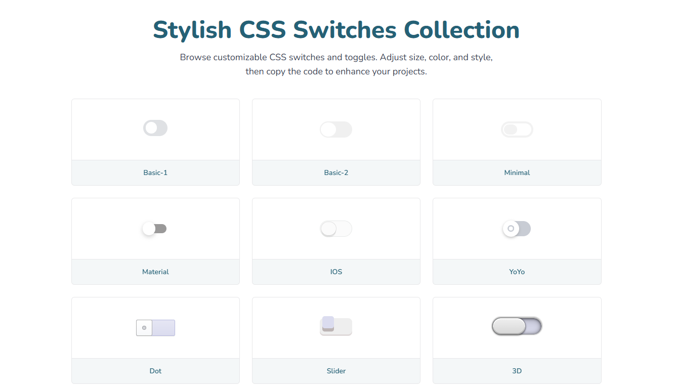 CSS Switch Collection: Stylish Toggle Switches for Modern UIs