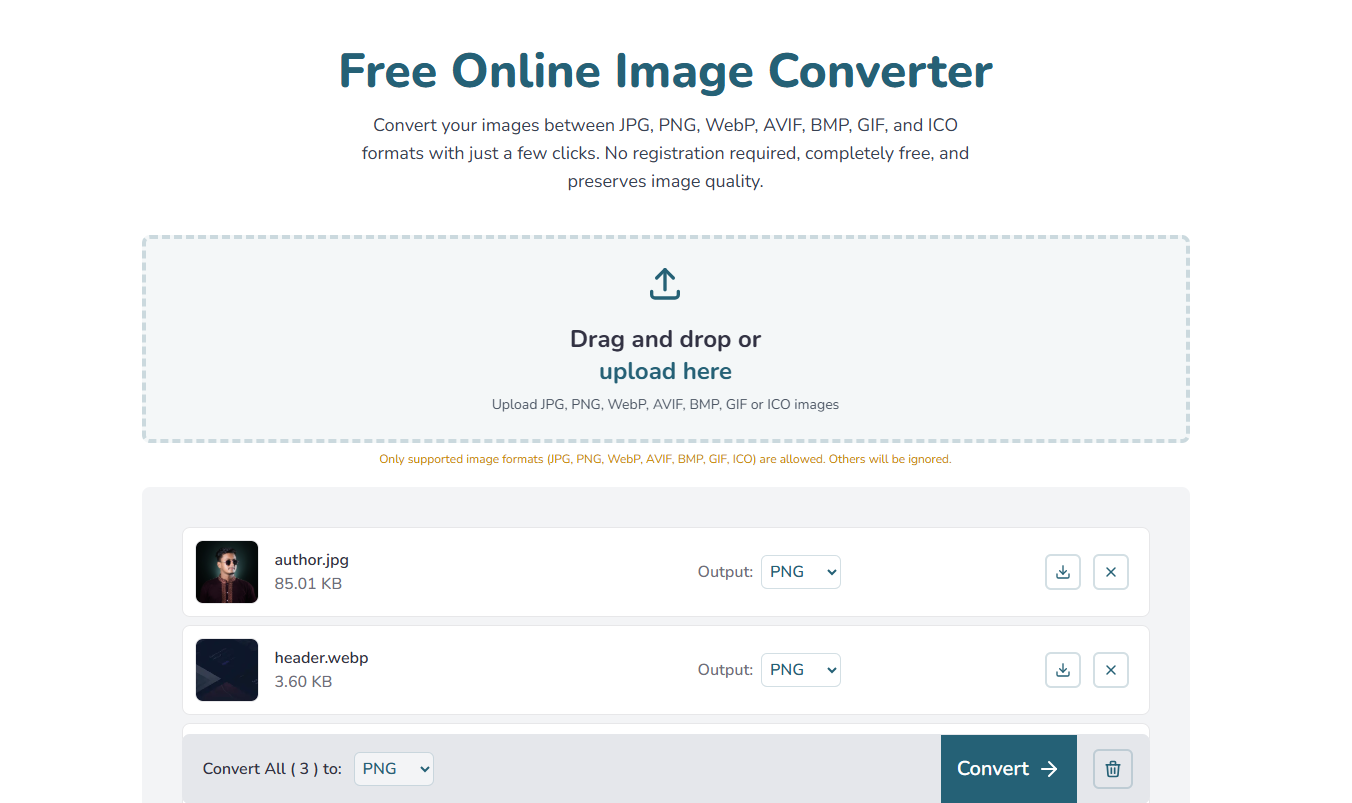 Simple & Free Online Image Converter Tool