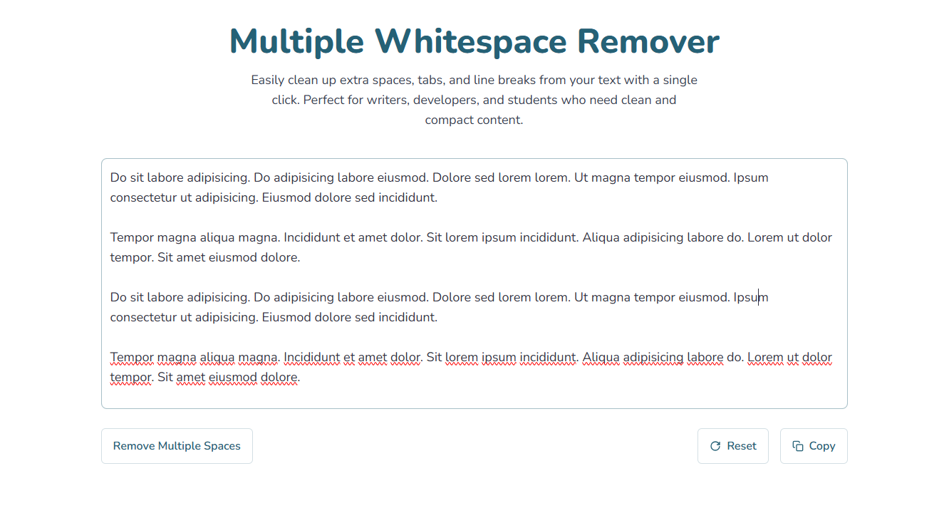Simple & Free Online Multiple Whitespace Remover Tool