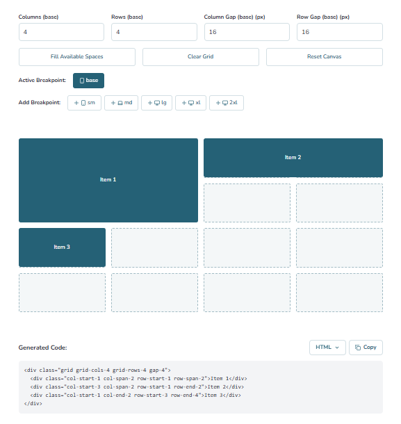 Tailwind CSS Grid Generator