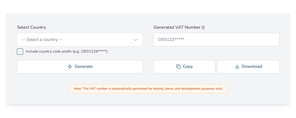 VAT Number Generator Tool